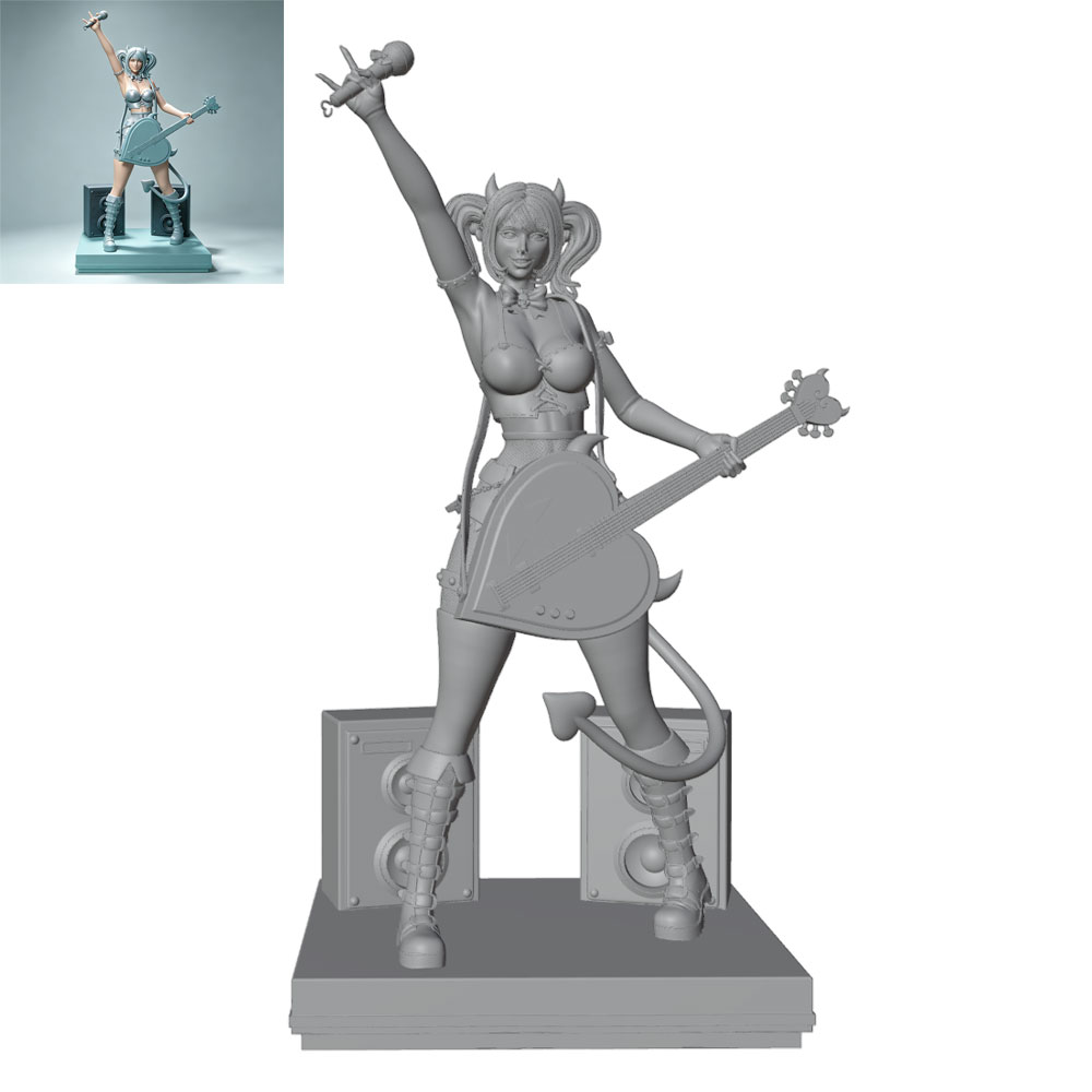 3D Printing Rock - 1/24/6 Figura dinámica de cantante femenina